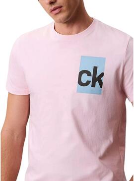 Maglietta Calvin Klein Jeans Box rosa per uomo