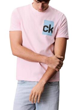 Maglietta Calvin Klein Jeans Box rosa per uomo