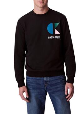 Felpa Calvin Klein Jeans Bauhaus nera per uomo