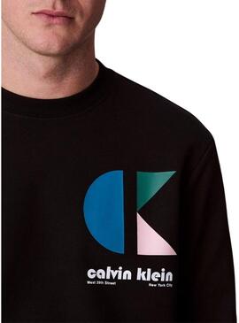 Felpa Calvin Klein Jeans Bauhaus nera per uomo