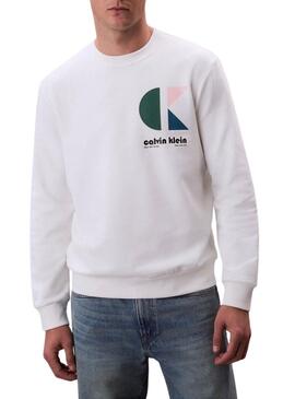Felpa Calvin Klein Jeans Bauhaus bianca per uomo