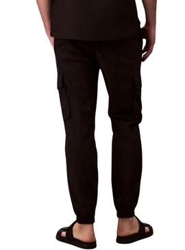 Pantaloni cargo Calvin Klein Jeans neri in ripstop per uomo