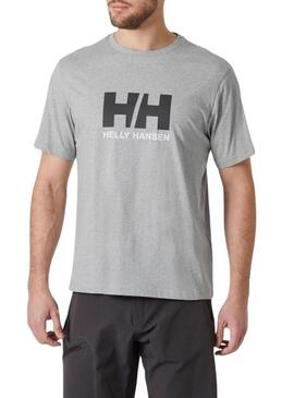 Maglietta grigia con logo Helly Hansen per uomo.