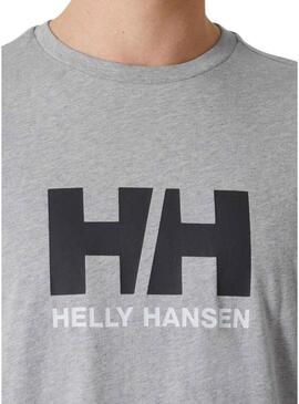 Maglietta grigia con logo Helly Hansen per uomo.