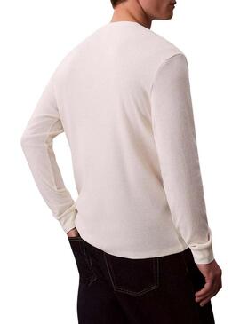 Maglietta Calvin Klein Jeans Waffle Badge bianca per uomo