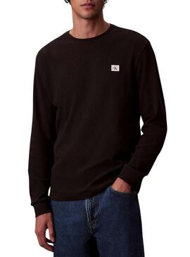 Maglietta Calvin Klein Jeans Waffle Badge nera per uomo.