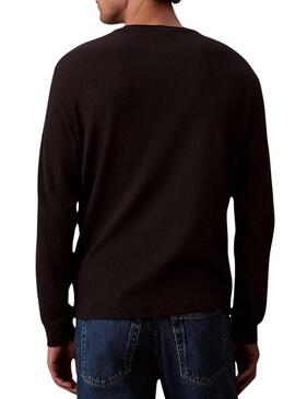 Maglietta Calvin Klein Jeans Waffle Badge nera per uomo.