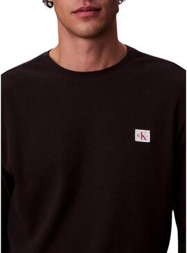 Maglietta Calvin Klein Jeans Waffle Badge nera per uomo.