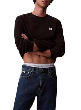 Maglietta Calvin Klein Jeans Waffle Badge nera per uomo.