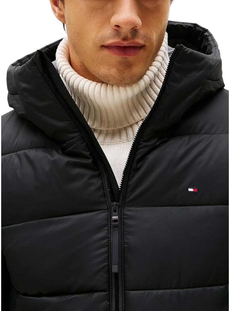 Giacca Tommy Hilfiger Mid Weight Hooded nera per uomo