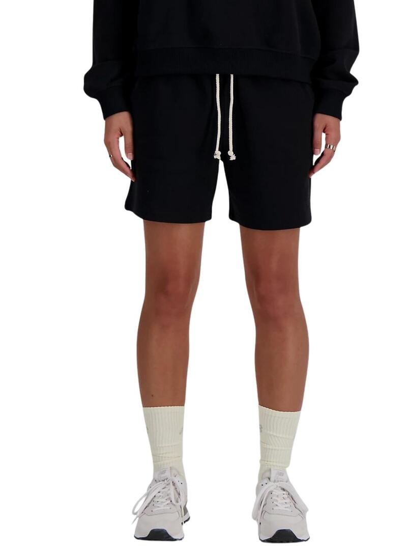 Shorts New Balance Athletics nero per donna