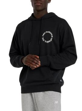 Felpa New Balance Circular Logo nera per uomo
