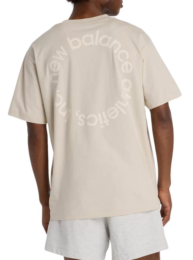 Maglietta New Balance con logo circolare beige per uomo