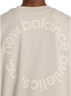 Maglietta New Balance con logo circolare beige per uomo