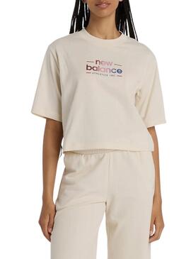 Maglietta New Balance Reimagined beige per donna
