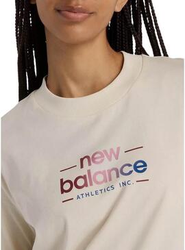 Maglietta New Balance Reimagined beige per donna