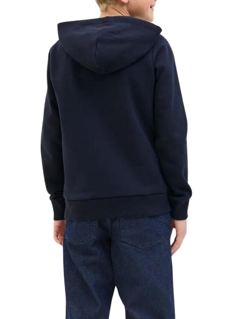 Felpa con cappuccio Jack and Jones Geplas blu marino bambino.