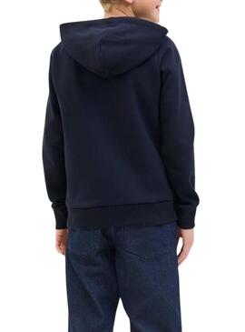 Felpa con cappuccio Jack and Jones Geplas blu marino bambino.
