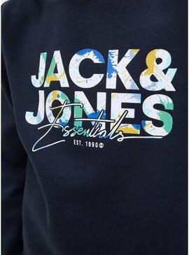 Felpa con cappuccio Jack and Jones Geplas blu marino bambino.