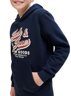 Felpa Jack and Jones Logo blu navy per bambino