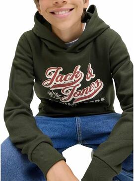 Felpa Jack and Jones Logo verde per bambino