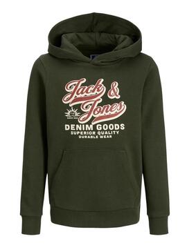 Felpa Jack and Jones Logo verde per bambino