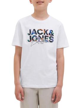 Maglietta Jack and Jones Geplas bianca per bambino.