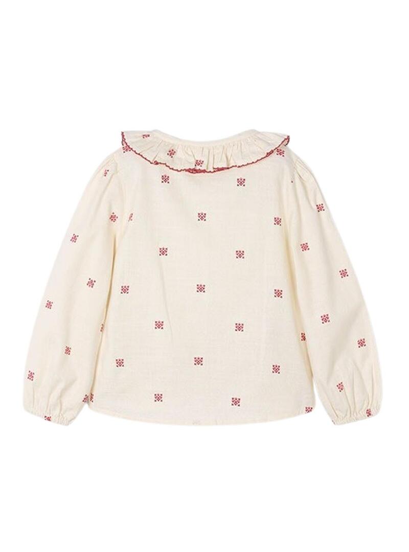 Blusa Mayoral con collo a volant stampato per bambina