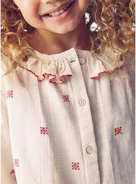 Blusa Mayoral con collo a volant stampato per bambina
