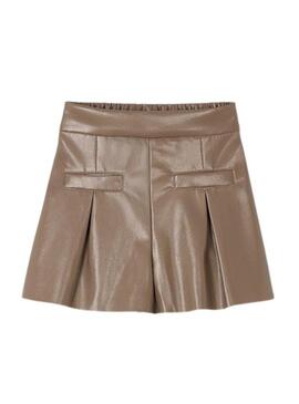 Short in ecopelle marrone Mayoral per bambina