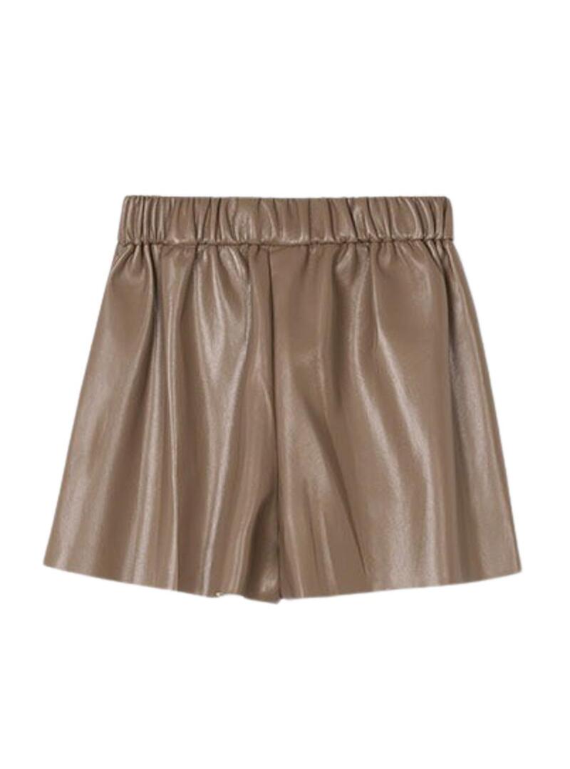 Short in ecopelle marrone Mayoral per bambina