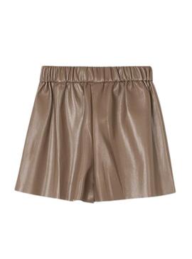 Short in ecopelle marrone Mayoral per bambina