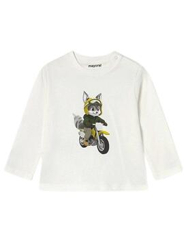 Maglietta Mayoral bianca per neonati motociclisti