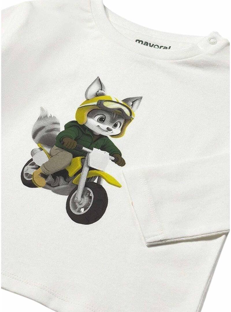 Maglietta Mayoral bianca per neonati motociclisti