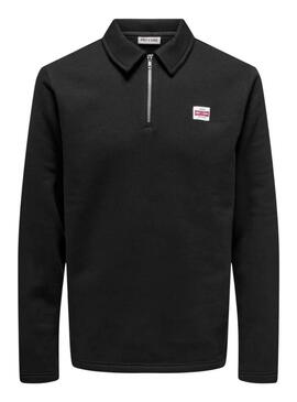 Felpa Only and Sons Dawson Zip nera per uomo