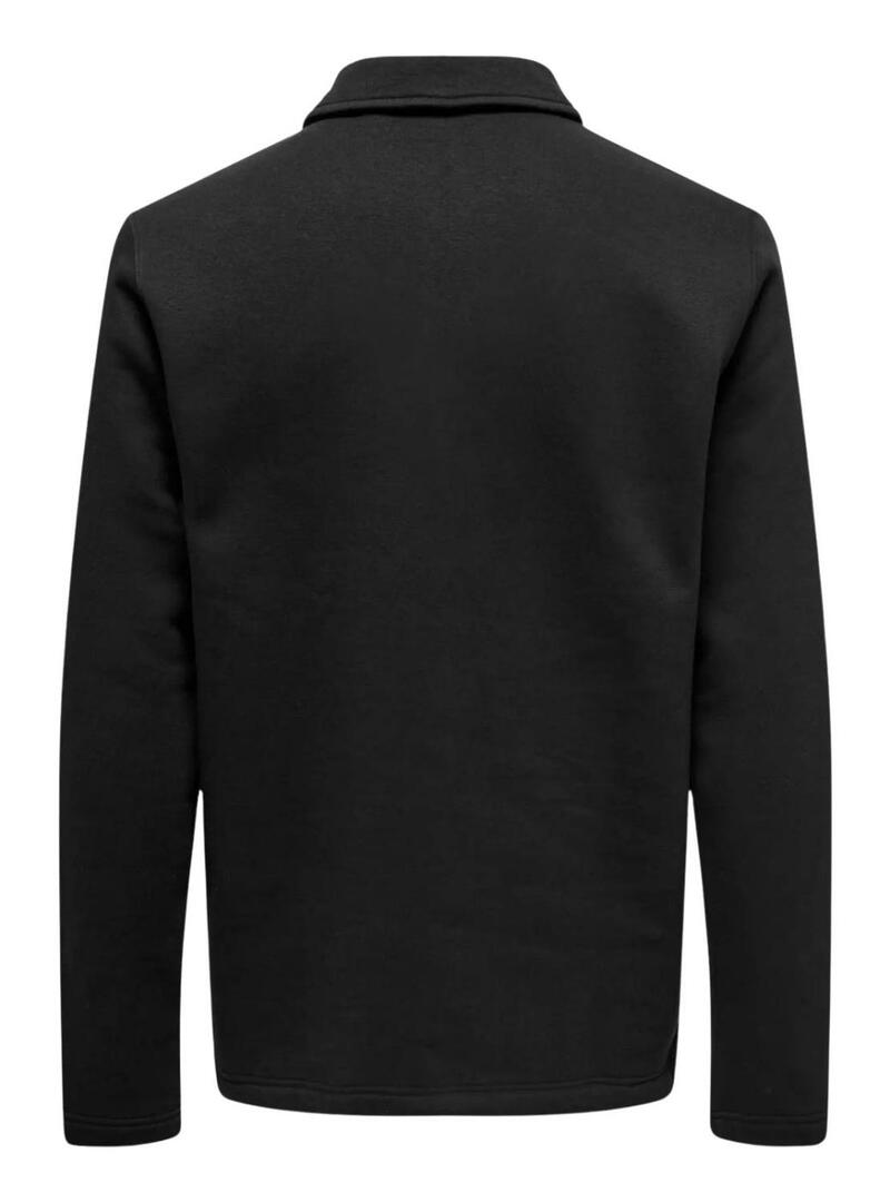 Felpa Only and Sons Dawson Zip nera per uomo