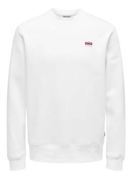Felpa Only and Sons Dawson bianca per uomo