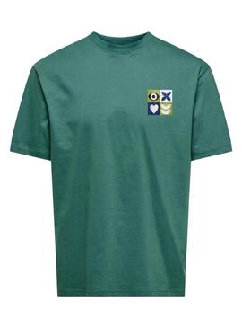 Maglietta Only and Sons Art not War verde per uomo.