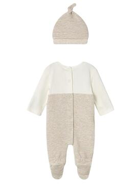 Bodysuit Mayoral peto e cappello beige per neonato