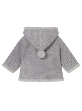 Giacca Mayoral in tricot con pelliccia grigia per bambini.