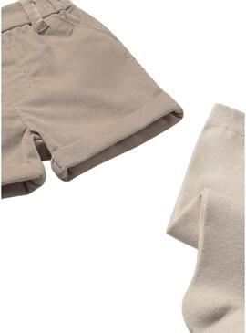Set Mayoral 3 pezzi bermuda beige per bambini.