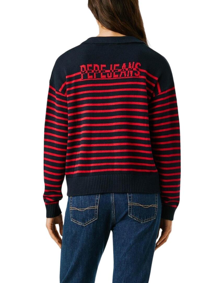 Maglia Pepe Jeans Carlina blu e rossa per donna