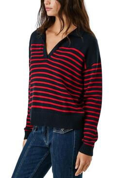 Maglia Pepe Jeans Carlina blu e rossa per donna