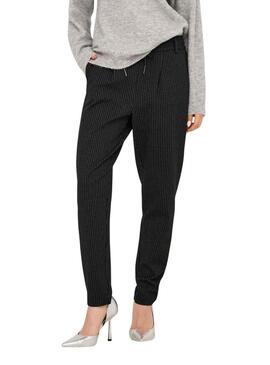 Pantaloni Only Poptrash a righe diplomatiche nere per donna