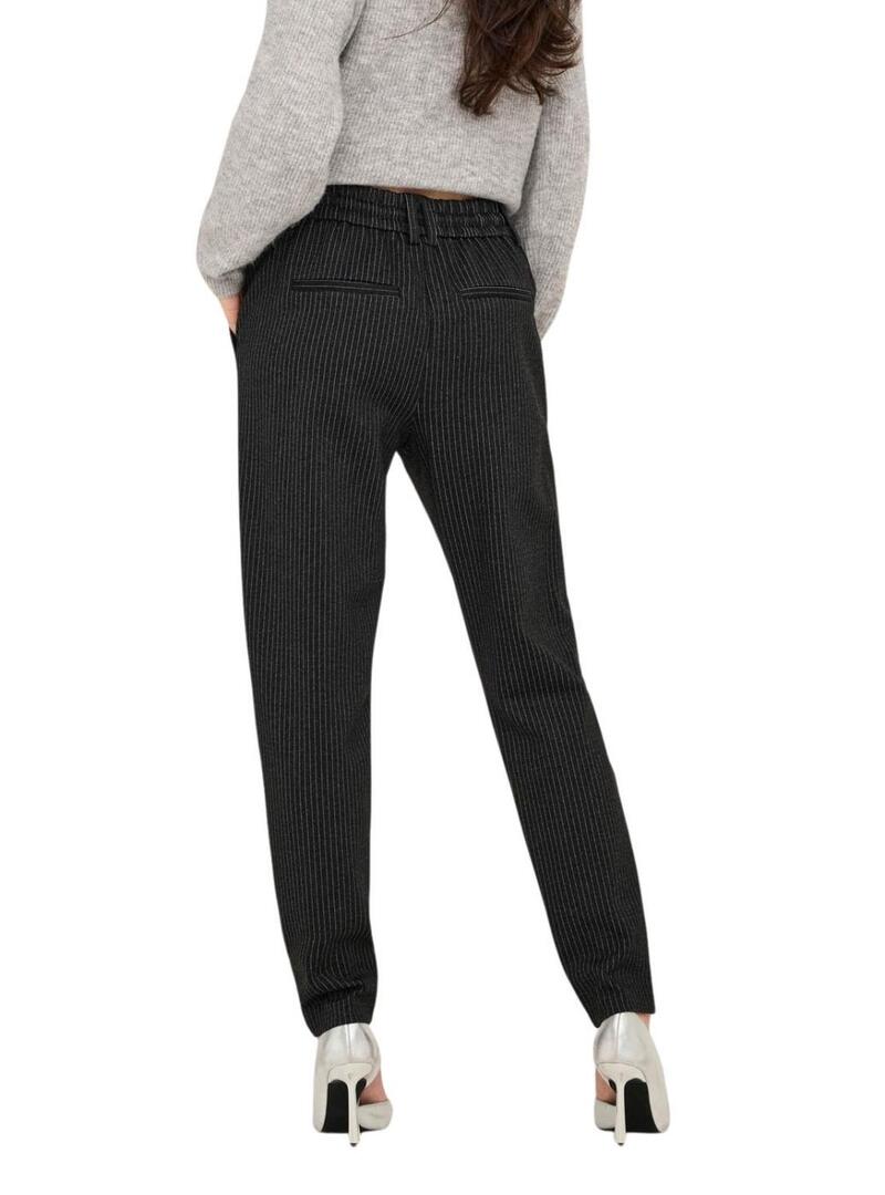 Pantaloni Only Poptrash a righe diplomatiche nere per donna