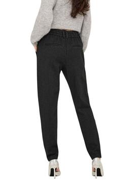 Pantaloni Only Poptrash a righe diplomatiche nere per donna