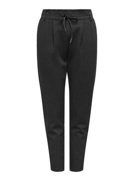 Pantaloni Only Poptrash a righe diplomatiche nere per donna