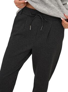 Pantaloni Only Poptrash a righe diplomatiche nere per donna