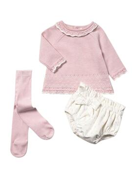 Set Mayoral 3 pezzi rosa per neonati