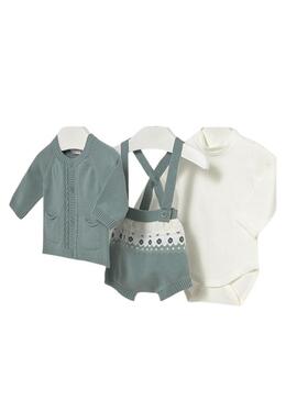Set Mayoral 3 pezzi in maglia verde per bambino